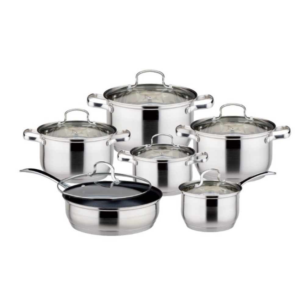 Kitchen Accessories Kitchenware Cooking Sets New Stock 12pcs Stainless Steel Cookware Set Pots For Kitchen Use