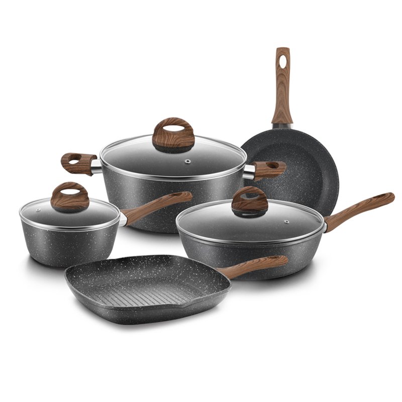 8pcs Factory price provide OEM&ODM german popular aluminum nonstick prestige cookware set