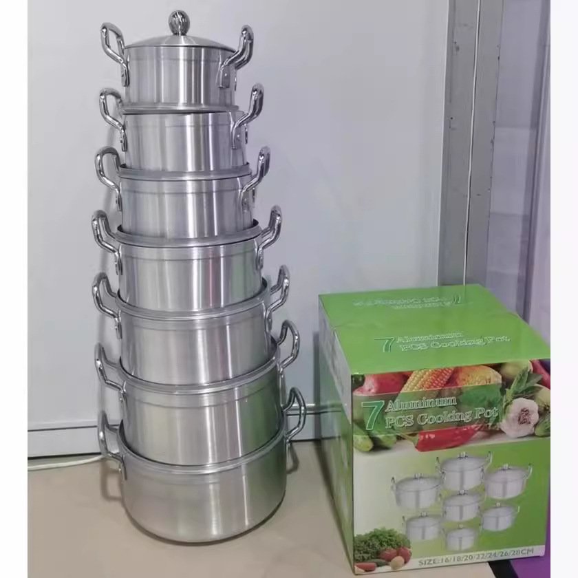 Modern Luxury 7-Piece Aluminum Stainless Steel Cookware Set Glass Lid Sustainable Stylish Home Use Restaurant Commercial Purpose