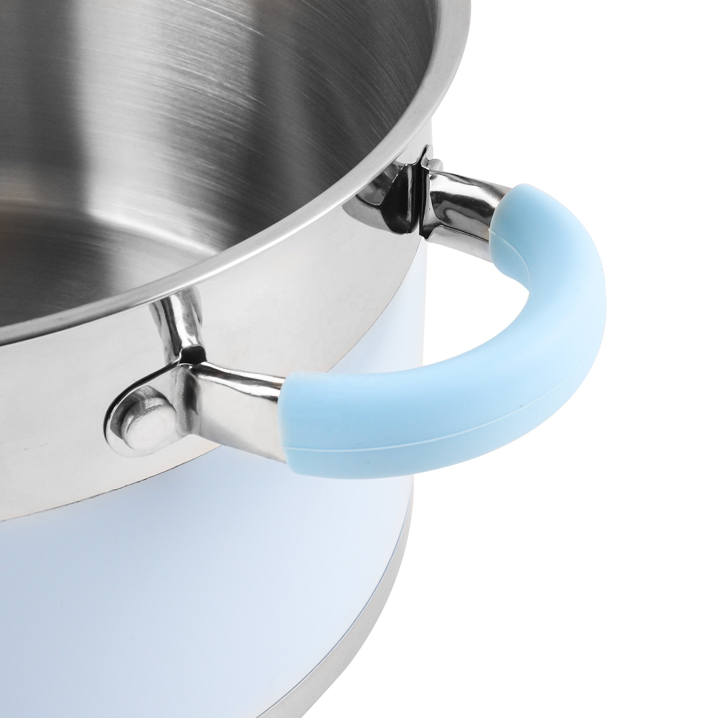 home and kitchen 2024 Ware 6 -12pcs Stainless Steel colorful Capsulated Cooking Pots And Pans blue Cookware Sets