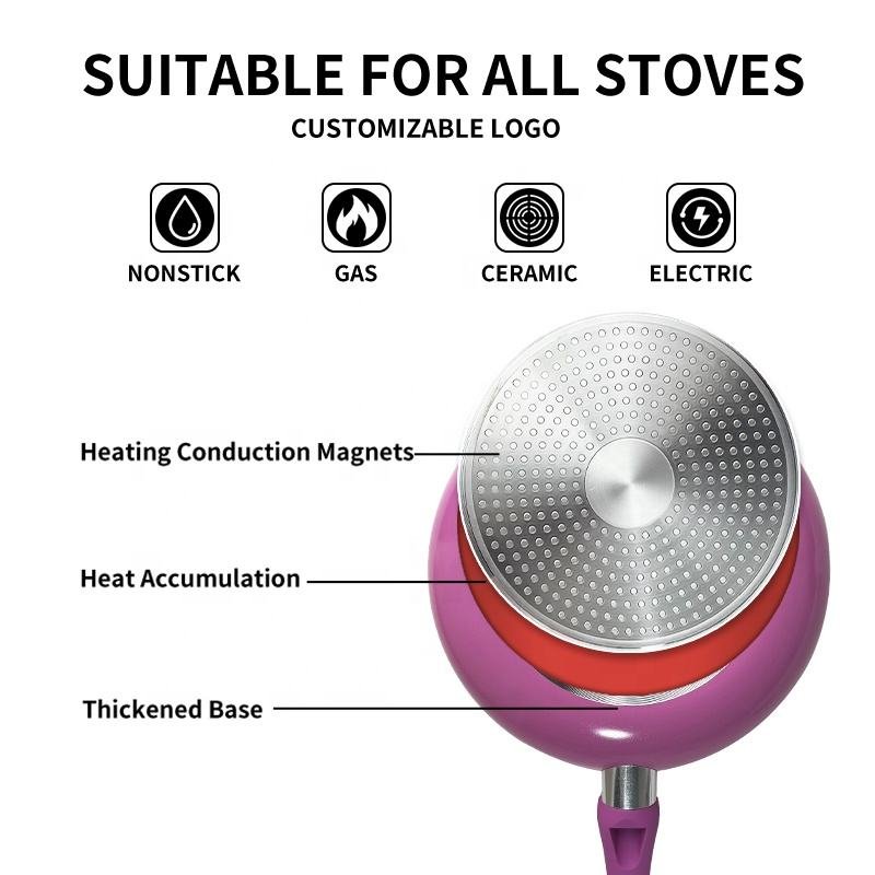 New Design Non-stick Coating Aluminum Cookware Set Pink Color Cooking Pan And Pot Set