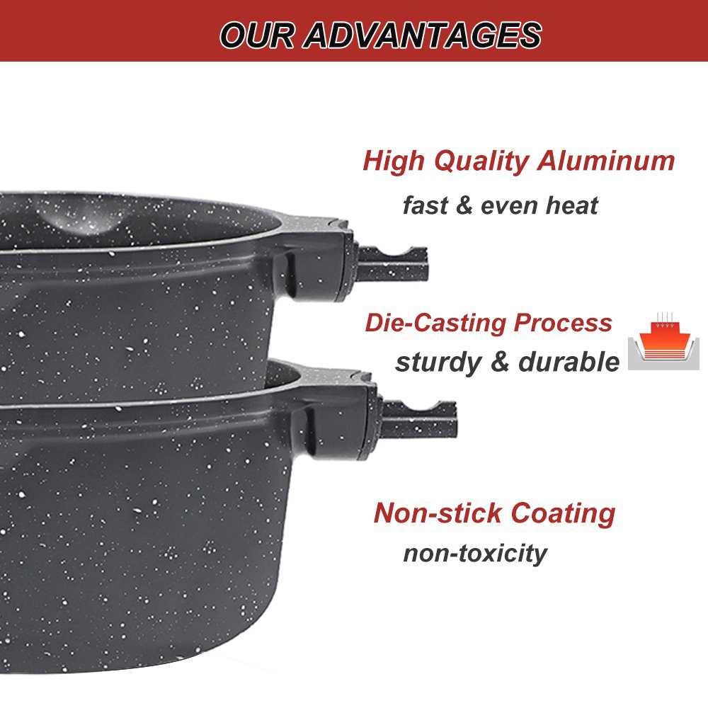 Manufacturer 12pcs Aluminum Pots And Pan Set Granite Non Stick Sauce Pans/Tamagoyaki/Grill Frying Pan Cookware Sets