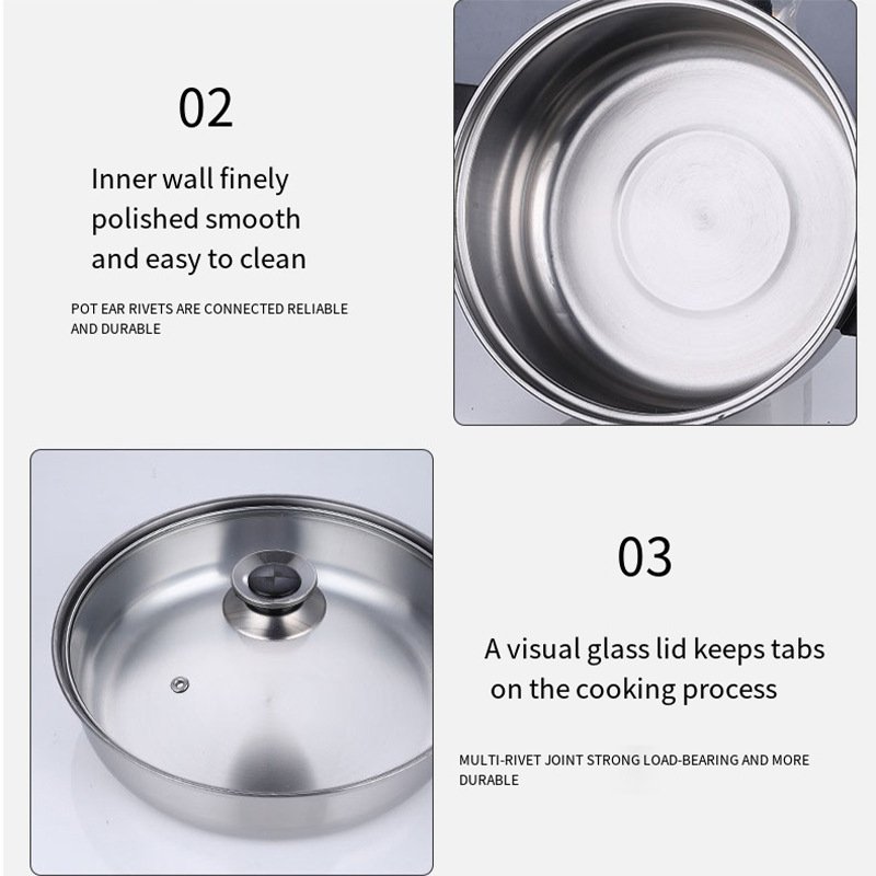 12pcs Stainless Steel Induction Kitchenware Kitchen Cooking Pots and Pans with kettle Cookware Set
