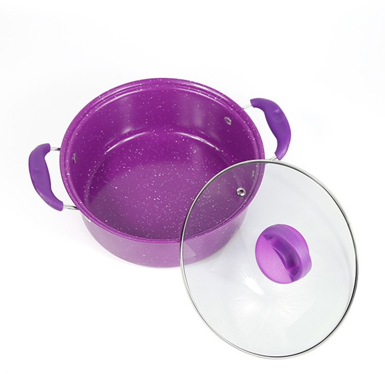 Hot Sale Aluminium Non Stick Square Green / Coated Cook Kitchenware Granite Coating Cooking Pot Marble Cookware Set