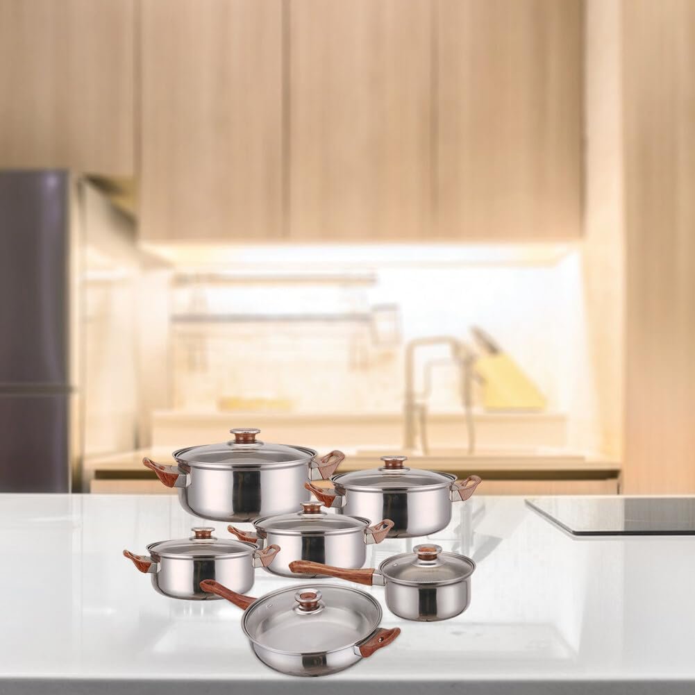 FACTORY wholesale 12pcs Milk Bucket Cooking Pots Set Kitchen Pots Nonstick Kitchen Cookware Sets Juego de utensilios with 6 lids