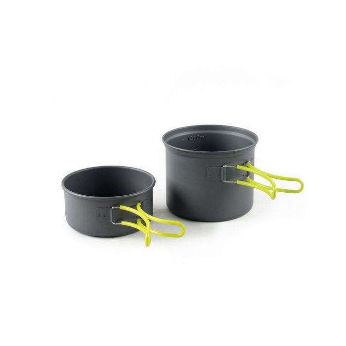 aluminum outdoor camping cookware set for 1 person 0.7L+0.5L