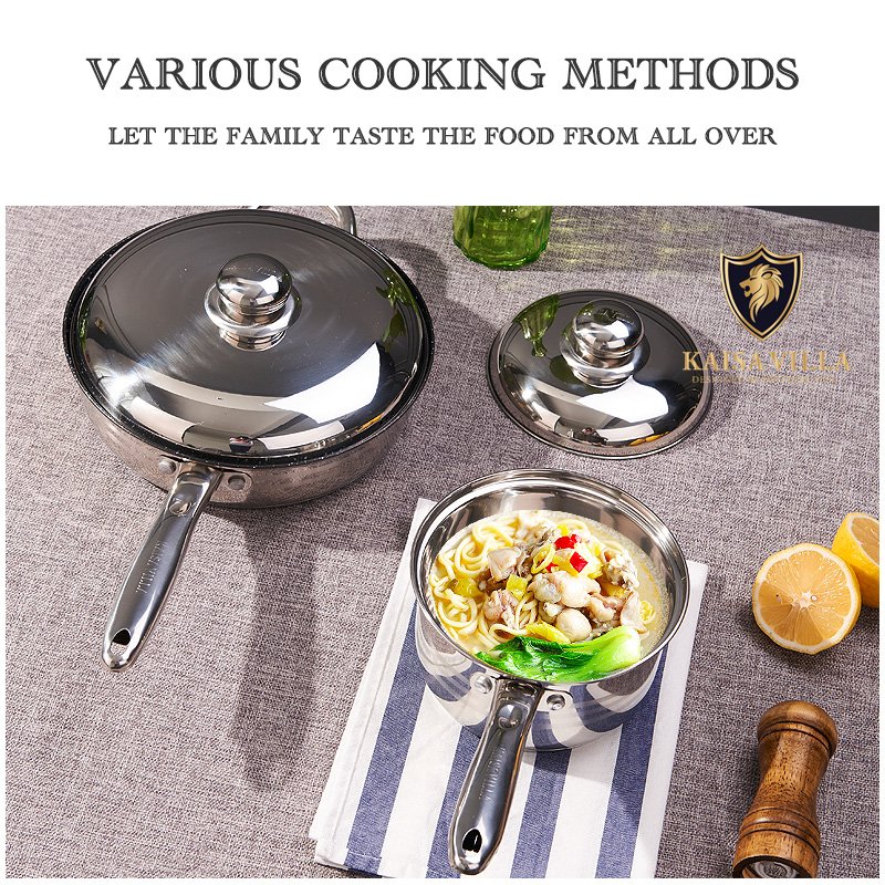 KAISA VILLA W2008 Stainless Steel Cooking Pots sets Cookware sets Kitchen Ware Nonstick Frying Pan 7pcs Pots and Pans Wholesale