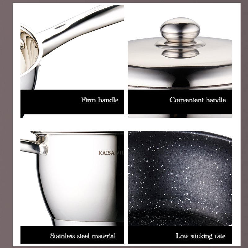 KAISA VILLA W2008 Stainless Steel Cooking Pots sets Cookware sets Kitchen Ware Nonstick Frying Pan 7pcs Pots and Pans Wholesale