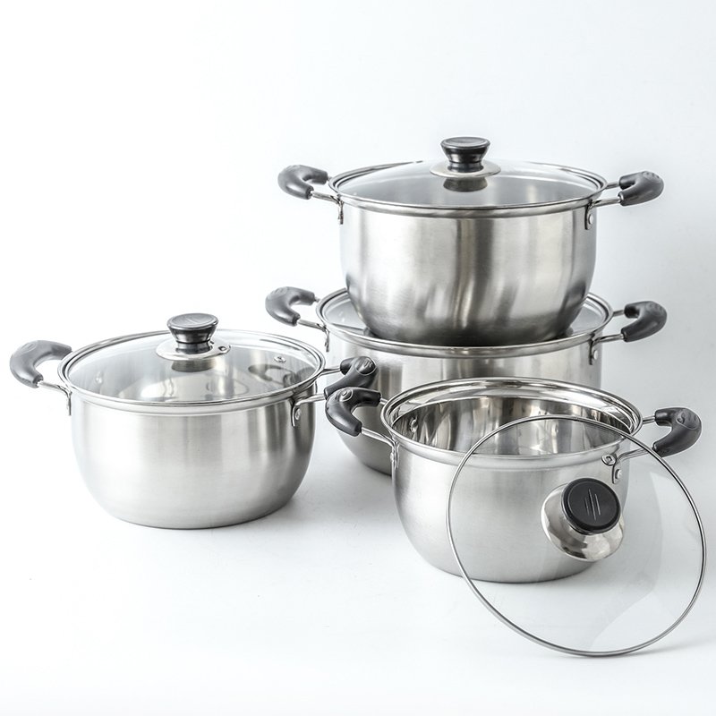 Multifunctional Kitchen Stewpot Cooking Stockpot 12PCS Stainless Steel Cookware Set with Glass Lid Electric Wood Handle