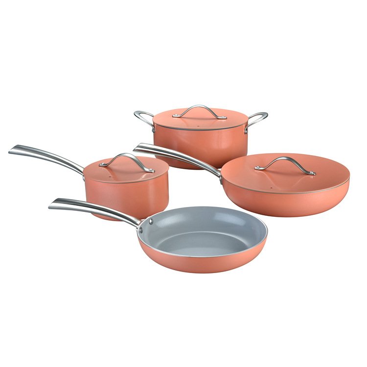 Feature Eco-Friendly aluminum non stick ceramic coating cookware set cooking pot frying pan saucepan with aluminum lid