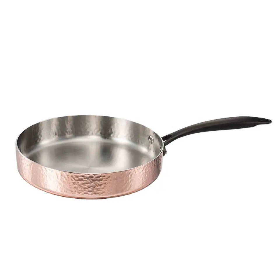 cookware Professional Kitchenware 3 Ply Hammered Copper Casserole With Casted Side Handle