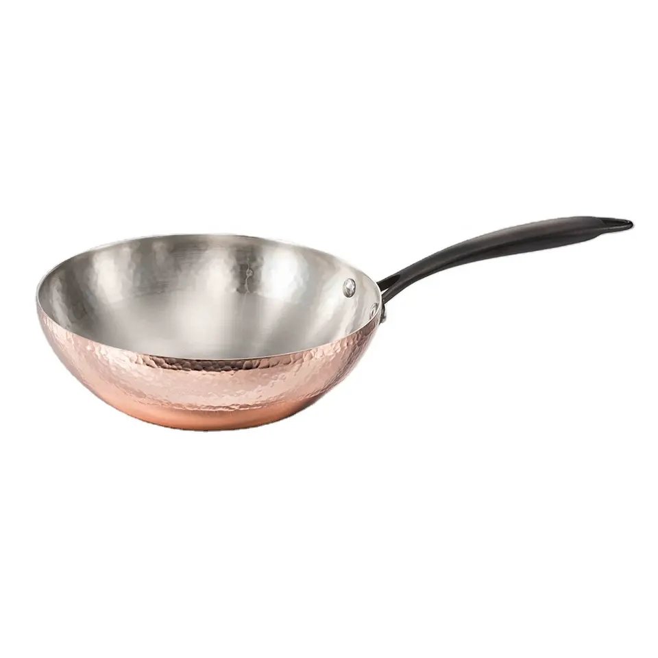 cookware Professional Kitchenware 3 Ply Hammered Copper Casserole With Casted Side Handle