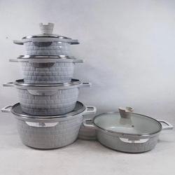 MU Customized Logo 10pcs Granite Non Stick Cookware Set Water Kettles Cooking Pot Set Non-Stick Cookware Granite 20cm 24cm 28cm