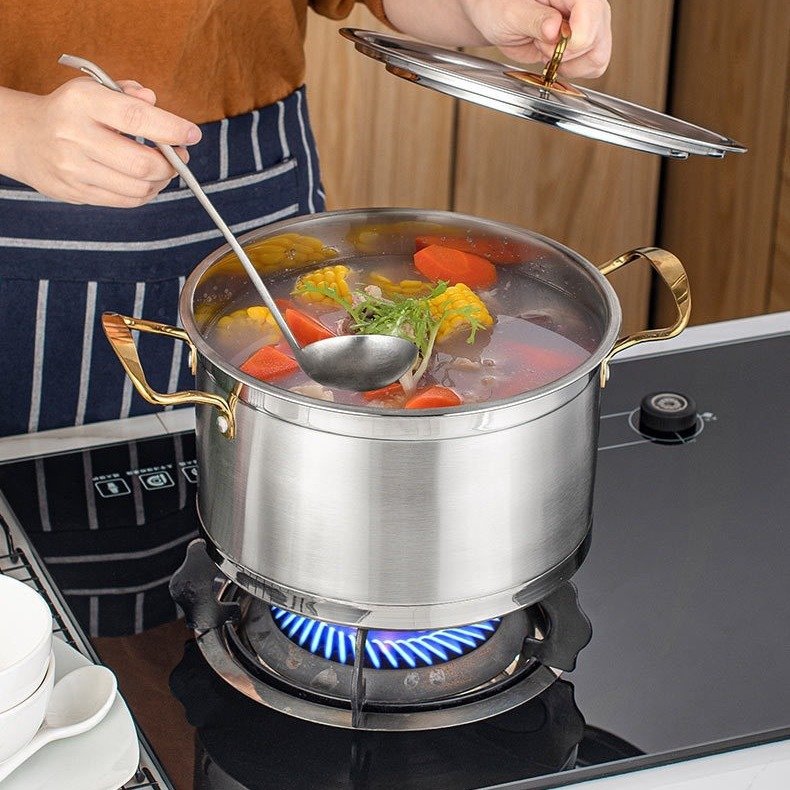 6Pcs Kitchen household Restaurant Stainless Steel Pot Set Russia Luxury Style Stainless Steel Cookware Sets