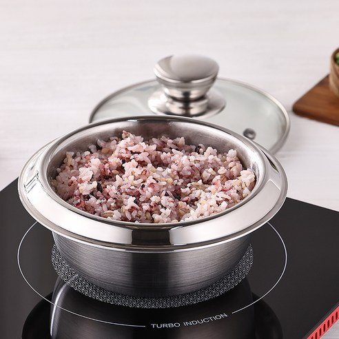 Korean IH 3Ply Steel Rice Pot Tri-Ply Cooking Pot Stainless Steel Soup Pot Induction 3-layer Steel Mini Cauldron Cookware Sets