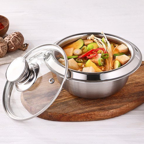Korean IH 3Ply Steel Rice Pot Tri-Ply Cooking Pot Stainless Steel Soup Pot Induction 3-layer Steel Mini Cauldron Cookware Sets