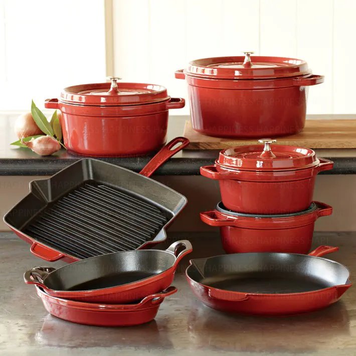 8 Pcs Cooking Pots And Pans Enamel Cookware Set Non Stick Cast Iron Cookware Sets
