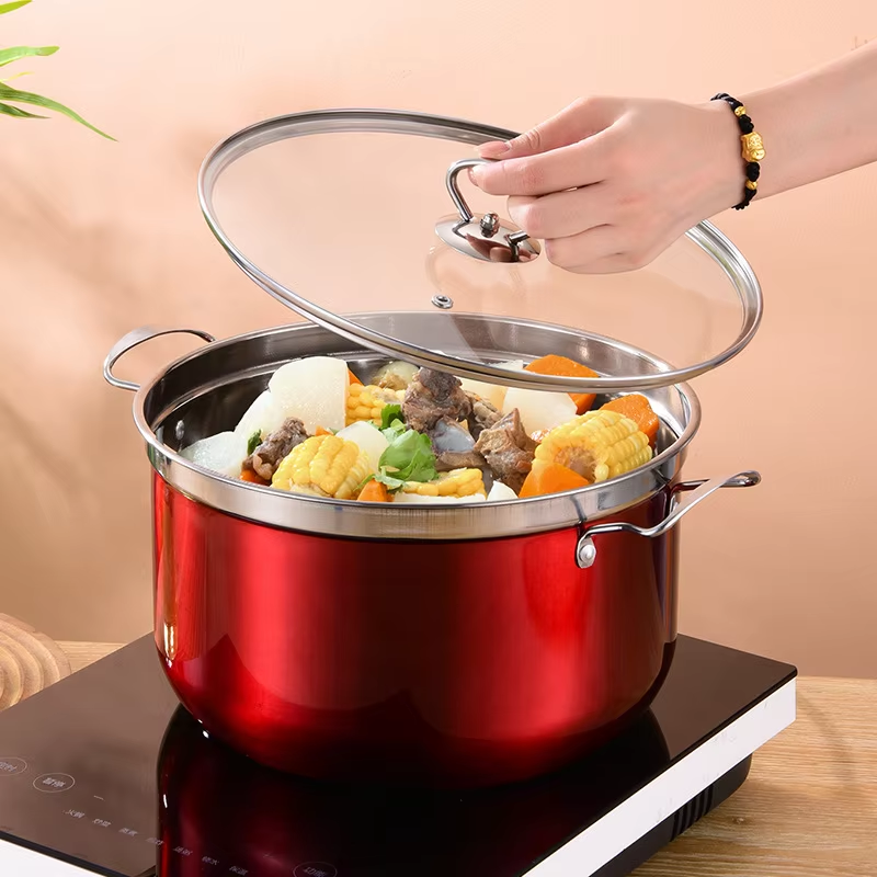 High Quality 5PCS Induction Stainless Steel Cookware Set Large Capacity Cooking Pots Cast Iron Stock Pot Kitchen Colorful Set