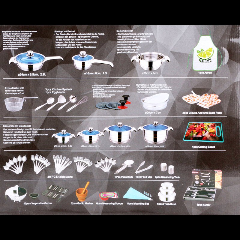 Hot Selling 110PCS High Quality Stainless Steel Cooking Pots and Pans Cookware Set With Tools And Utensils