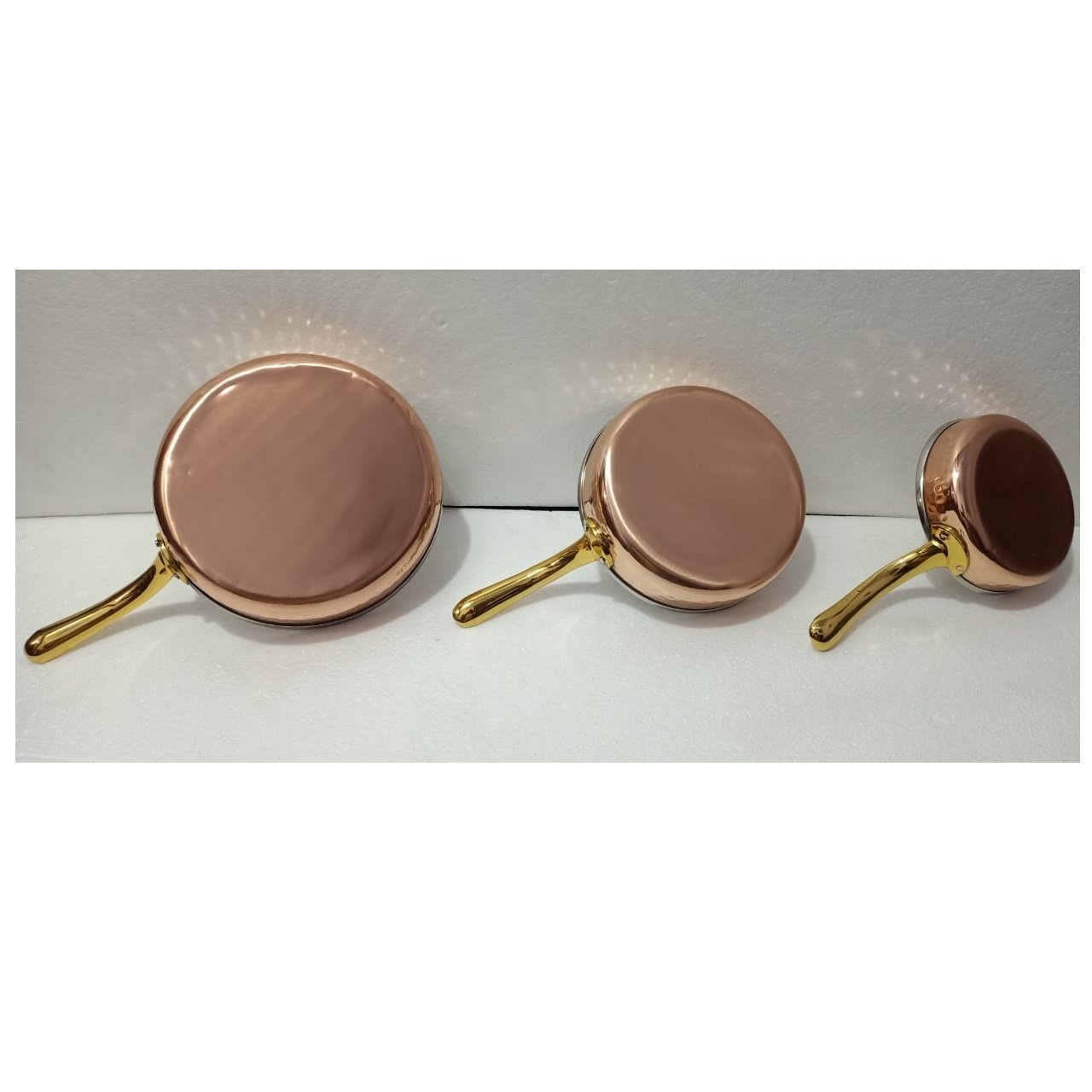 Copper & Stainless Steel Hammered Sauce Pan & Frying Pan Induction Cooker Serving Pan Glass Material Elegant Kitchenware