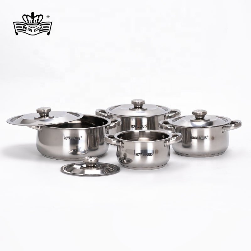 ROYAL LOUIS Hot Selling 8 Pcs Stainless Steel Cookware Sets With SS Cover New Jonny Cooking Pot Set Soup Pot Panela Kitchenware