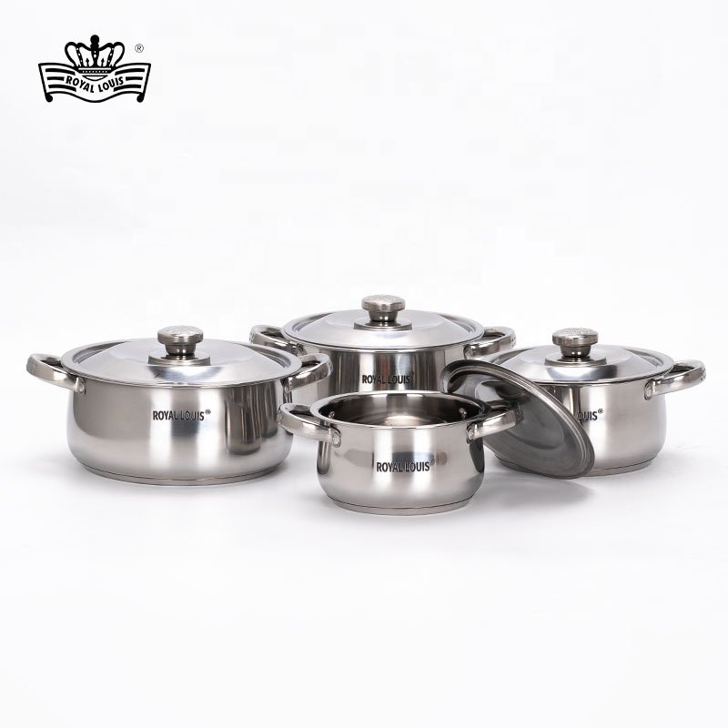 ROYAL LOUIS Hot Selling 8 Pcs Stainless Steel Cookware Sets With SS Cover New Jonny Cooking Pot Set Soup Pot Panela Kitchenware