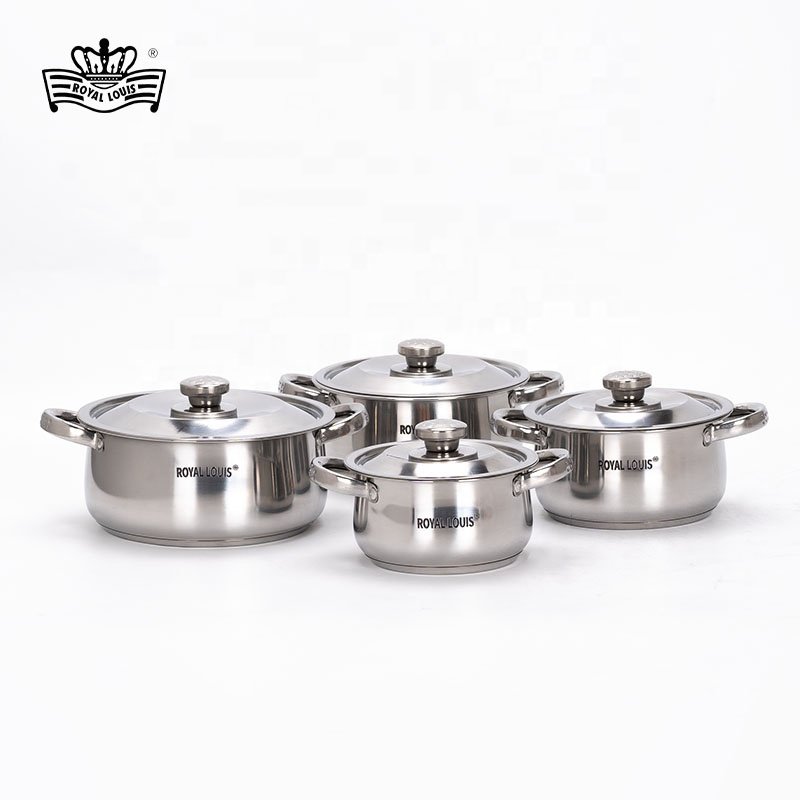 ROYAL LOUIS Hot Selling 8 Pcs Stainless Steel Cookware Sets With SS Cover New Jonny Cooking Pot Set Soup Pot Panela Kitchenware