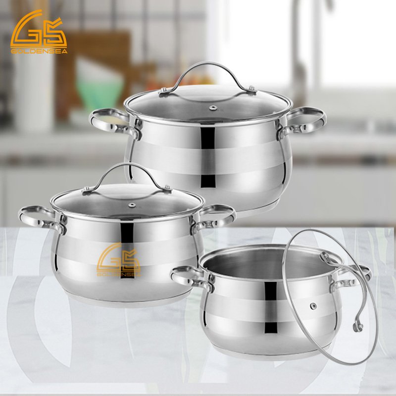 kichen accessories cookware sets 304 201 stainless steel glass material cookware ware kitchen sets of pots and pans sets low moq