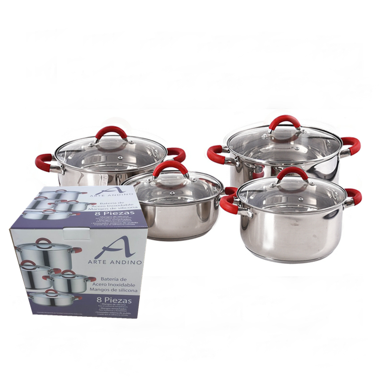 Manufacturers Kitchen Non-stick Sarten Pote Casserole Frying Pan Pots And Pans Stainless Steel Pot 8-piece Cookware Set