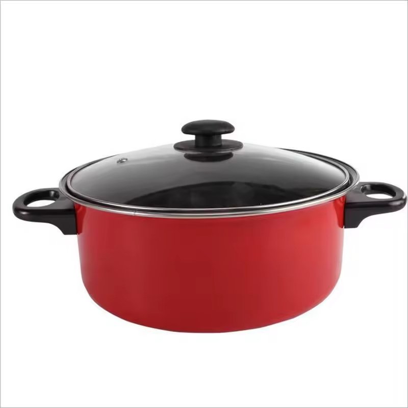 Hot Selling Large Capacity Pot Red 3 pcs Ceramic Non-stick Coating Cooking Sets Red Cookware Cooking Soup Frying Pot PansSets