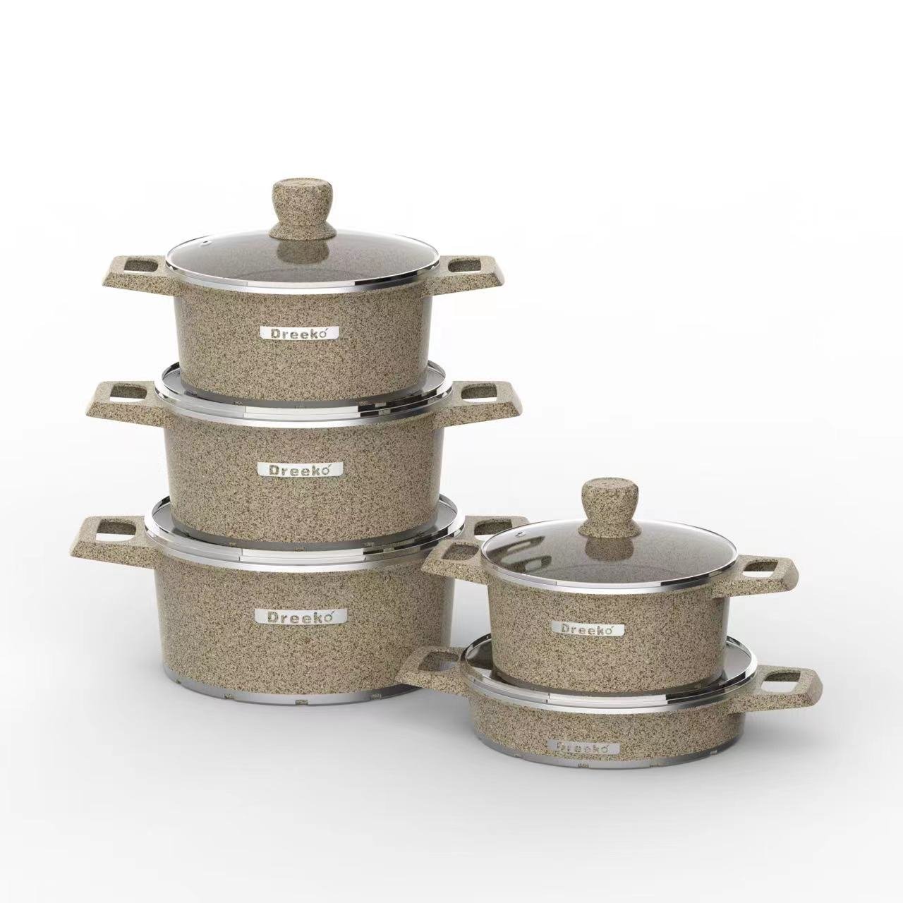 2024 new design 10pcs die casting casserole shallow cookware set Dubai hot selling cheaper cookers