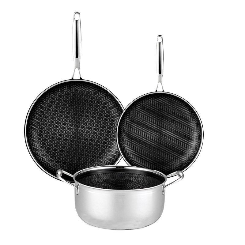 13 pc Hex Clad Hybrid Cookware Set w/ Lids Stainless Steel Wok Kitchenware 3-ply Stainless Steel Honeycomb Non Stick Wok Pans
