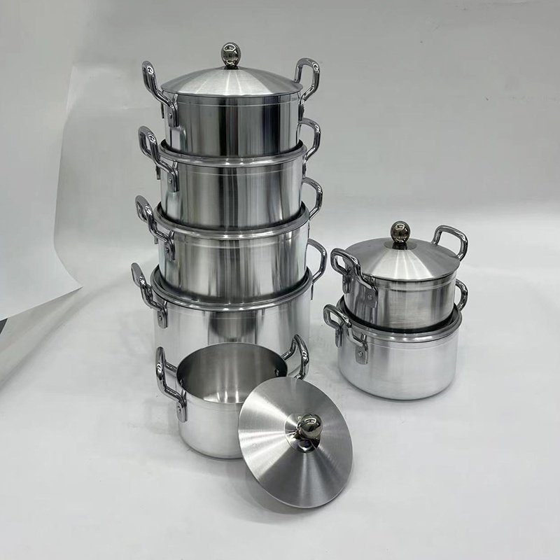 Wholesale Aluminum Cookware Set of 7 Piece Casserole Pots Thicken Aluminum Dia cast Cookware
