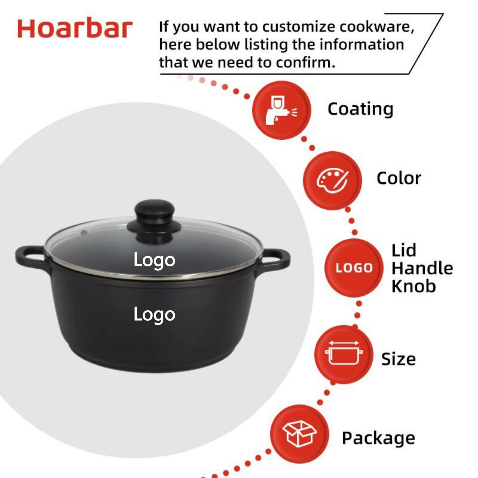 2024 Good Selling Die Casting Aluminum Casserole Cookware Non-stick Granite Aluminum Cookware Sets