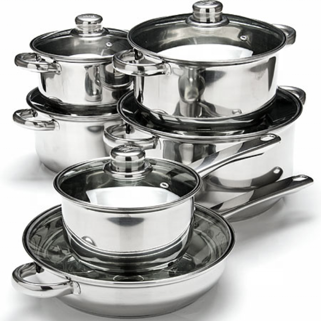 Stainless cookware 16/18/20/24cm straight shape 8 pcs cookware set