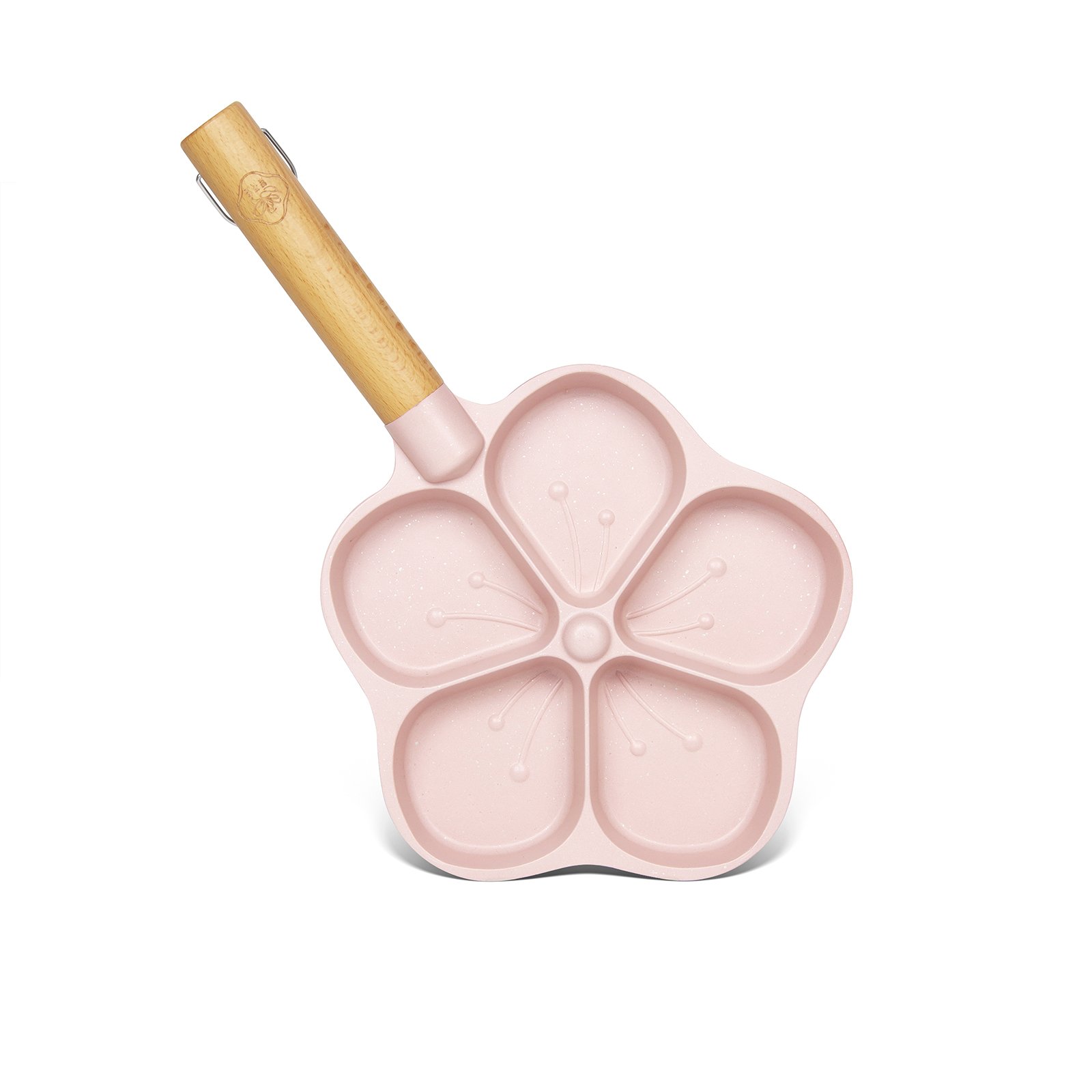 Pink die casting cookware set non stick grill pan sauce pot egg fry pan with wooden bakelite handle