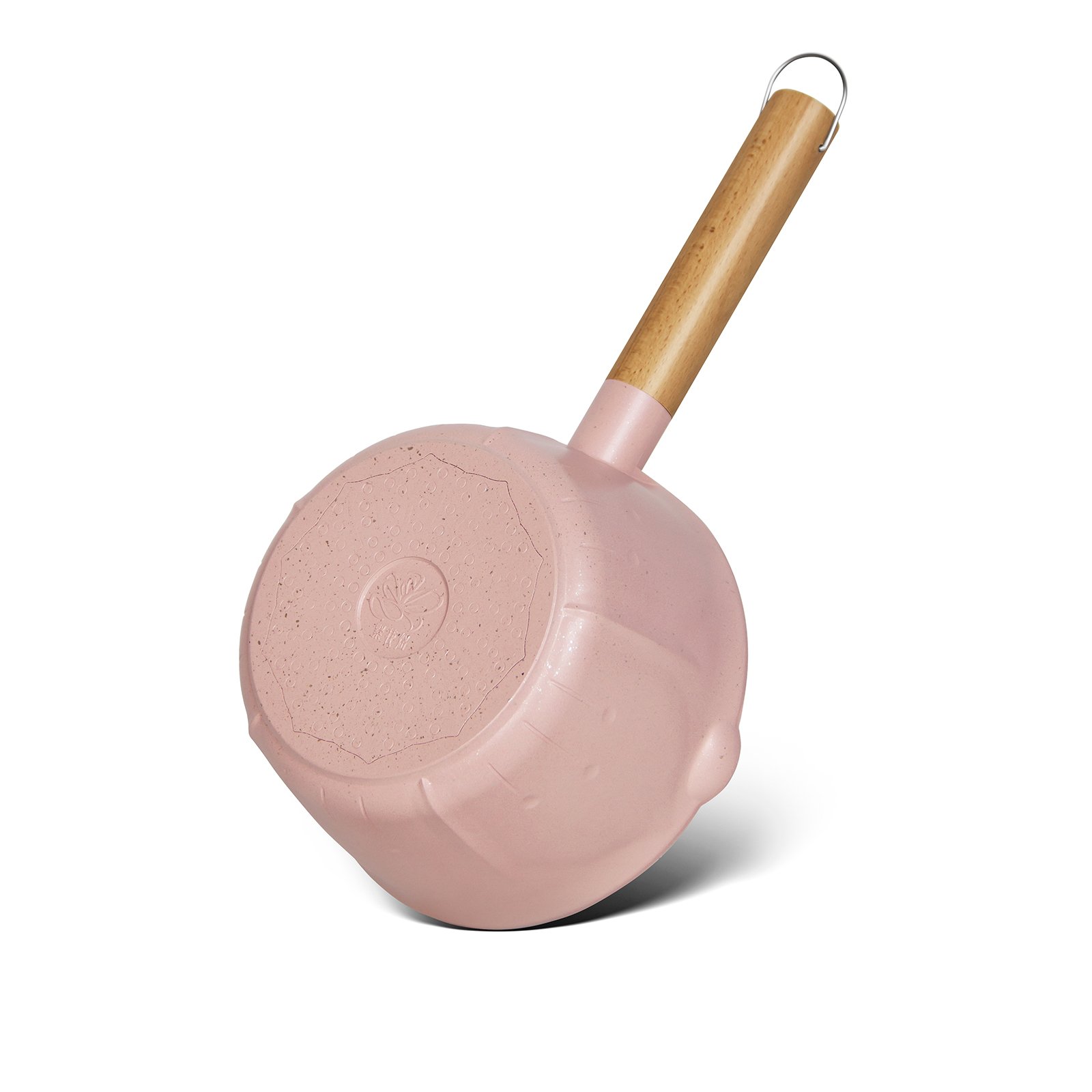 Pink die casting cookware set non stick grill pan sauce pot egg fry pan with wooden bakelite handle