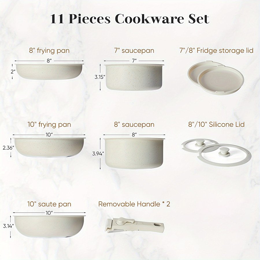 Wholesale Beige Granite Nonstick die-cast aluminium Cookware Sets 11pcs with Removable Handle