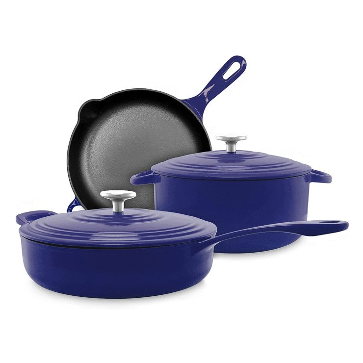 5 pieces hot sale enameled cast iron cookware set non stick pot casseroles