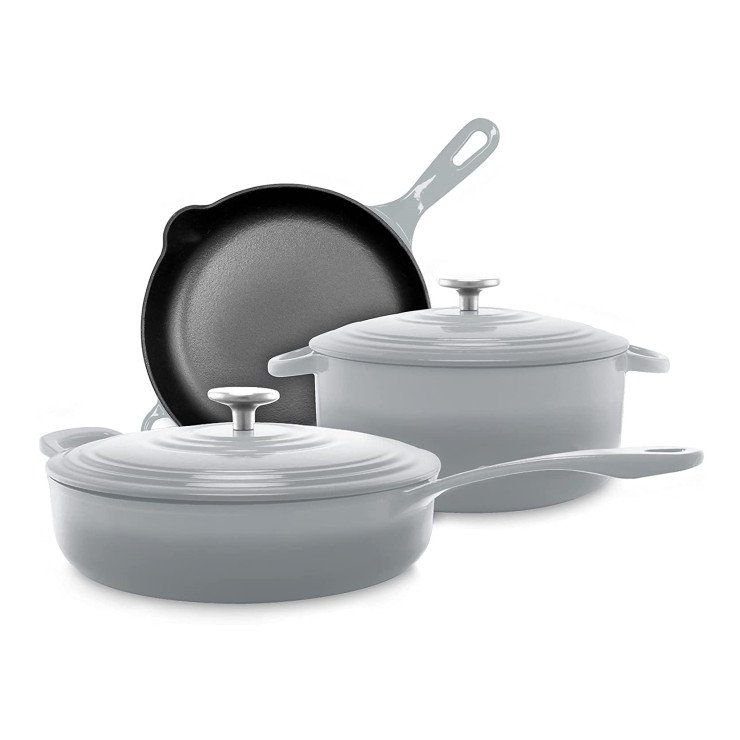 5 pieces hot sale enameled cast iron cookware set non stick pot casseroles