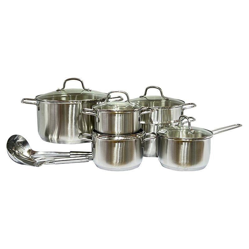 Kitchen cookware cooking pots and pans stainless steel sauce pan casserole set with hollow handle