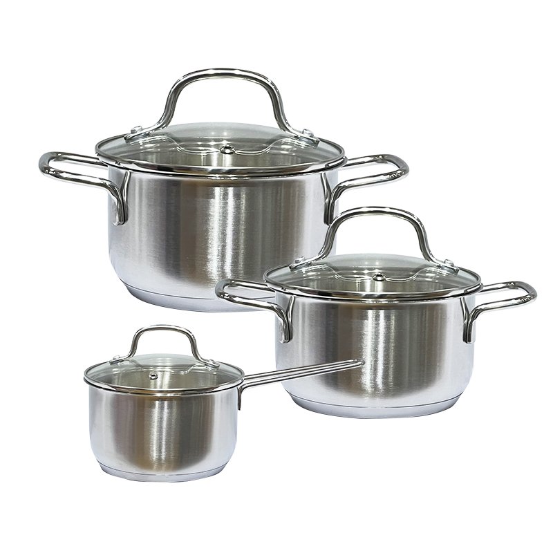 Kitchen cookware cooking pots and pans stainless steel sauce pan casserole set with hollow handle