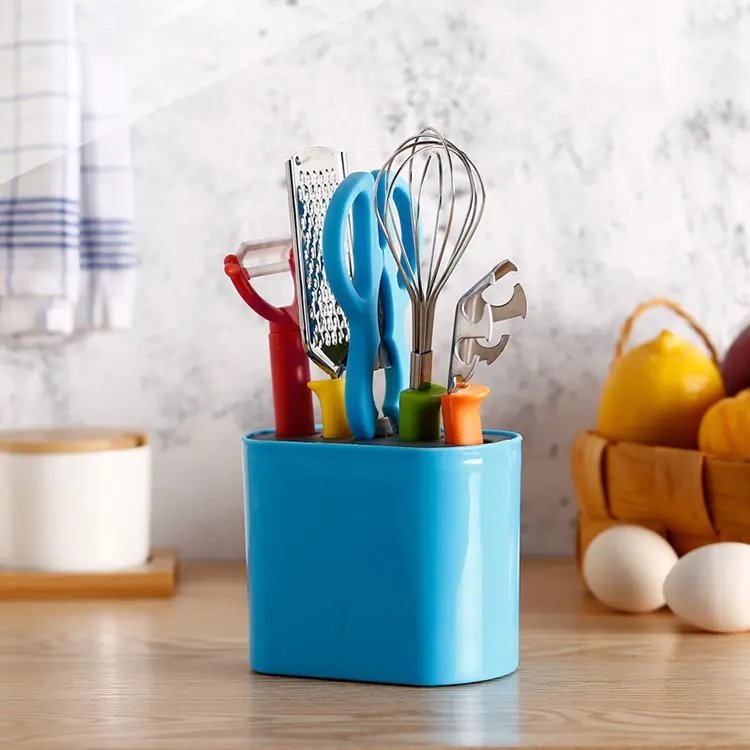 Innovative 6 Piece stainless steel Plastic handle problem solving kitchen gadgets tools creative cookware set With holder