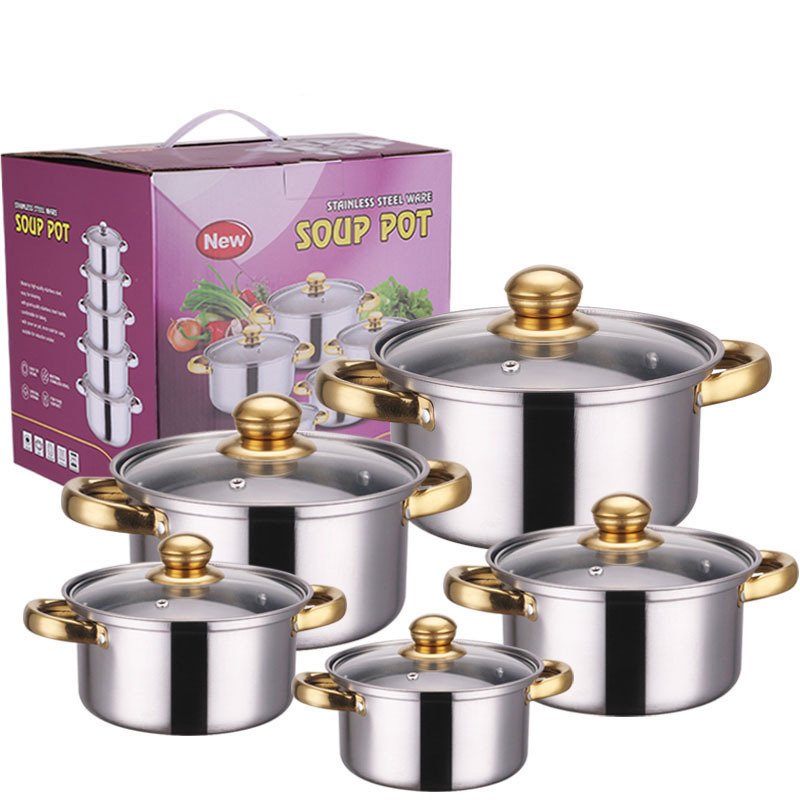 Stainless Steel 10pcs Non Stick Kitchenware Hot Pot Sets Cookware Sets Cooking Pot Set