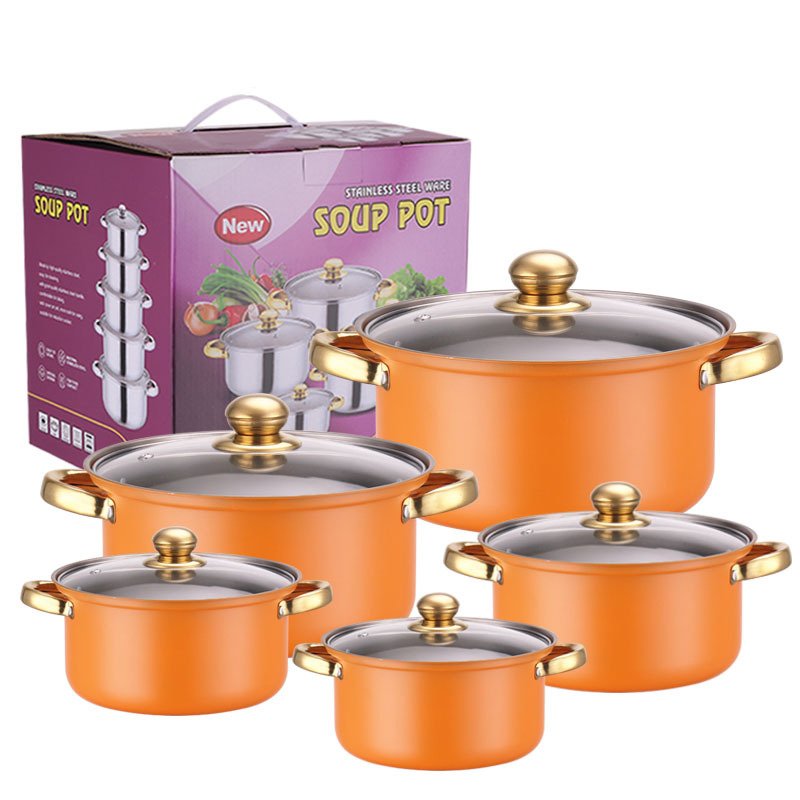 Stainless Steel 10pcs Non Stick Kitchenware Hot Pot Sets Cookware Sets Cooking Pot Set