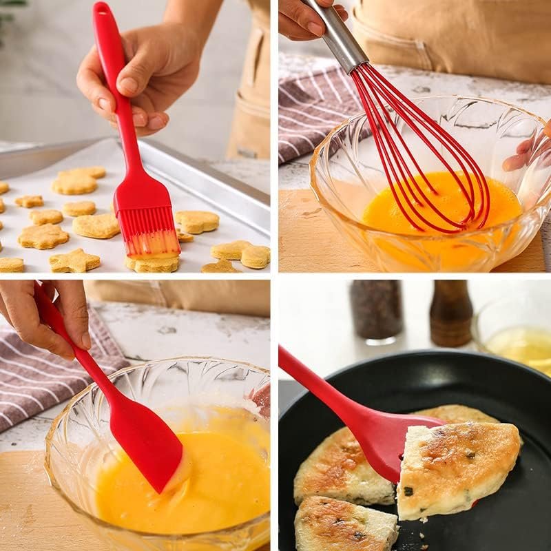 Wholesale heat resistant 5-piece silicone spatula set rubber cooking utensils set non-stick silicone kitchen utensils set