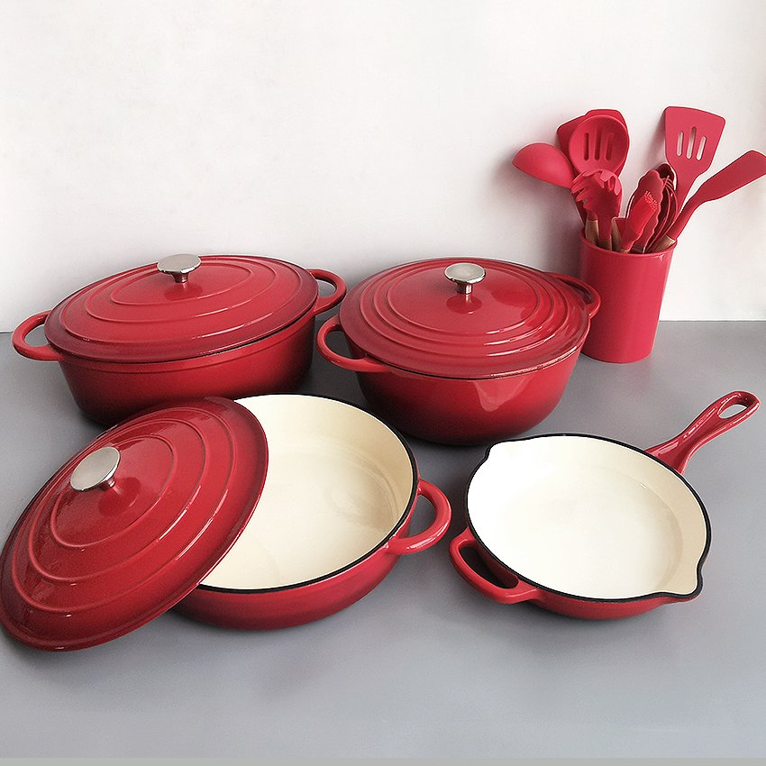 Non-Stick 7 Pieces Cast iron Casserole Pan and dutch oven Set enamel cookware set