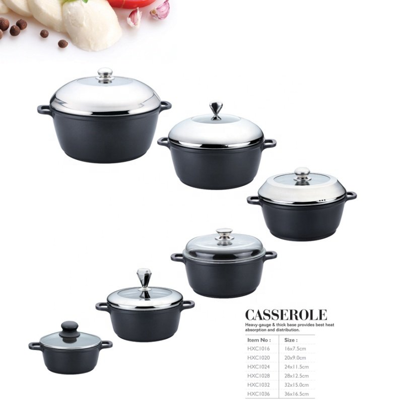 Nonstick cookware set 7 pieces purple aluminum die casting pots and pans with induction bottom