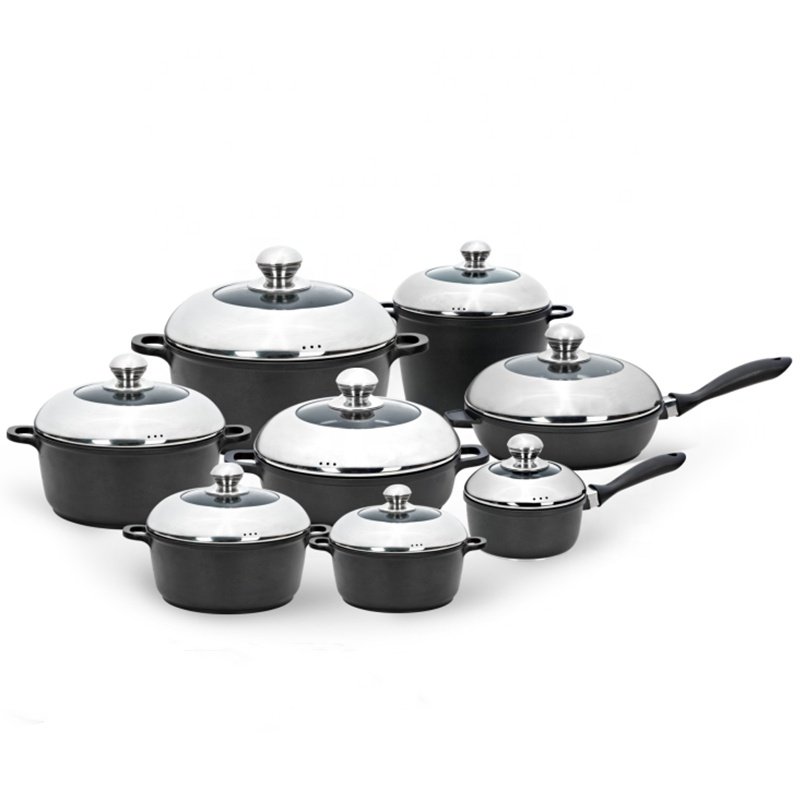 Nonstick cookware set 7 pieces purple aluminum die casting pots and pans with induction bottom