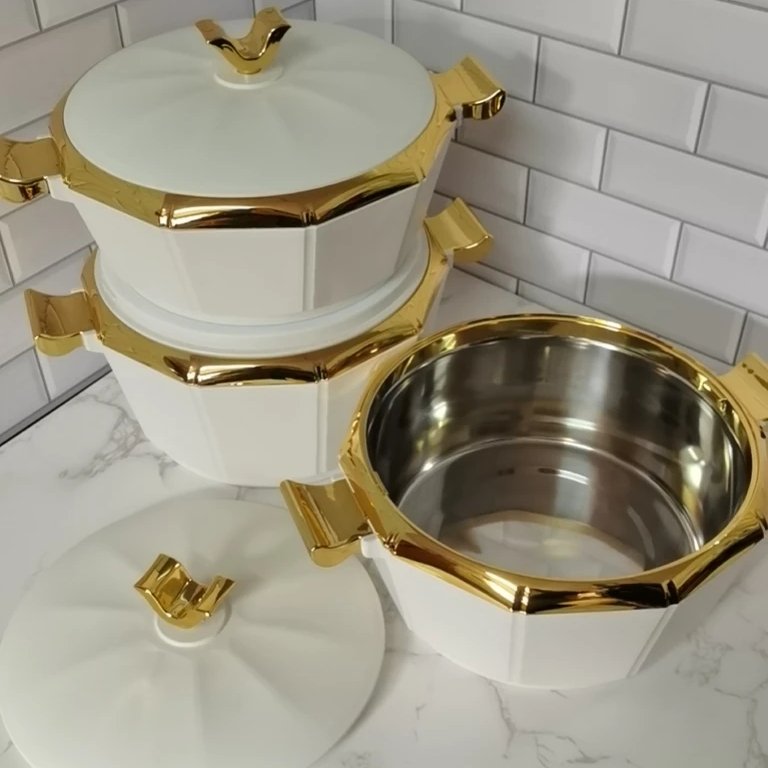 Eid al-Fitr Luxury Food Warmers Hot Plate casserole set pots with lid ABS Plastic coated cast iron insulated hot pot